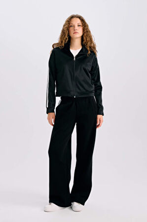 DeFacto Oversize Geniş Kalıp Cepli Fermuarlı Spor Hırka E1803AX24WNBR248