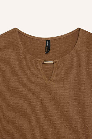 DeFacto Bisiklet Yaka Basic Düz Bürümcük Uzun Kollu Maxi Elbise E1790AX24WNBN589