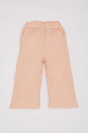 DeFacto Kız Bebek 2'li Takım Waffle Bisiklet Yaka Baskılı Sweatshirt Beli Lastikli Geniş Bol Paça Eşofman Altı E0202A525SPOG577