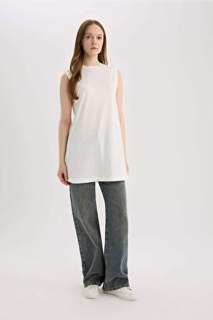 DeFacto Regular Fit Bisiklet Yaka Basic Düz Kolsuz Tunik A8352AX25SPER139