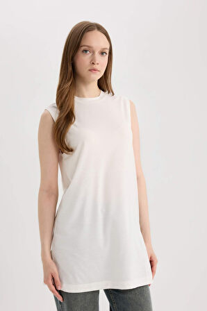 DeFacto Regular Fit Bisiklet Yaka Basic Düz Kolsuz Tunik A8352AX25SPER139