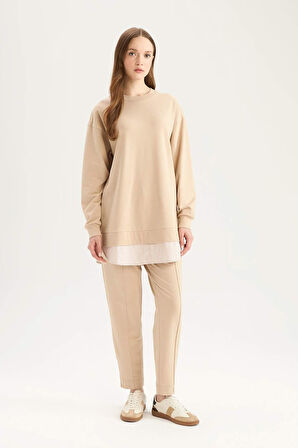 Harem Basic Düz Sweatshirt Kumaşı Pantolon