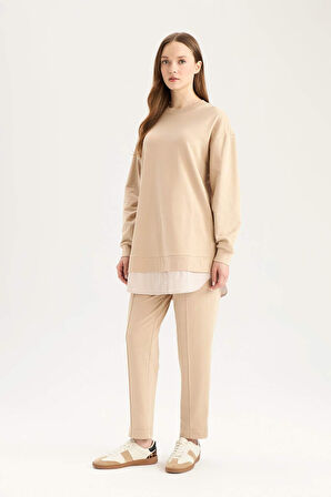Harem Basic Düz Sweatshirt Kumaşı Pantolon