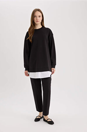 Harem Basic Düz Sweatshirt Kumaşı Pantolon	