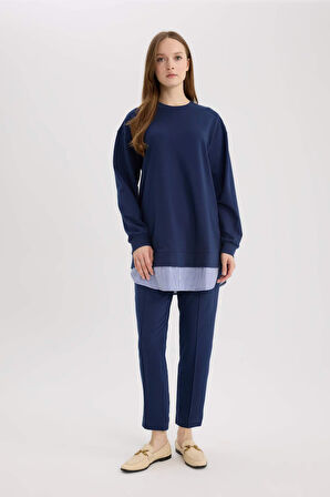Harem Basic Düz Sweatshirt Kumaşı Pantolon	