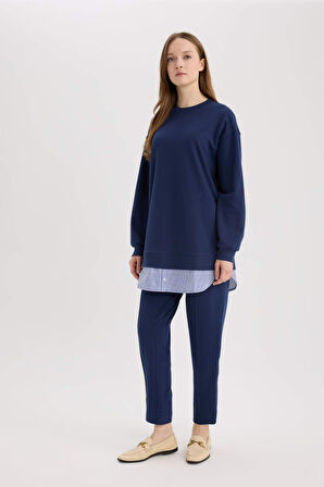 Harem Basic Düz Sweatshirt Kumaşı Pantolon	