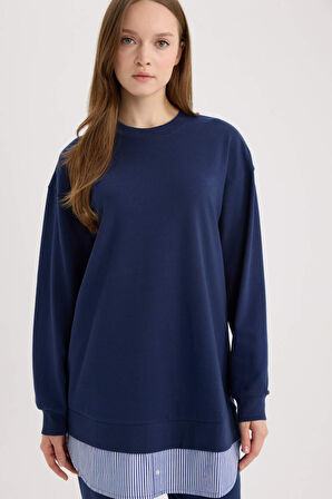 DeFacto Regular Fit Bisiklet Yaka Basic Düz Sweatshirt Tunik A9529AX25SPNV248