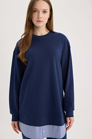 Regular Fit Bisiklet Yaka Basic Düz  Sweatshirt Tunik