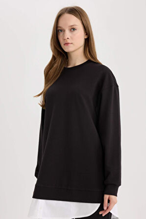 Regular Fit Bisiklet Yaka Basic Düz  Sweatshirt Tunik