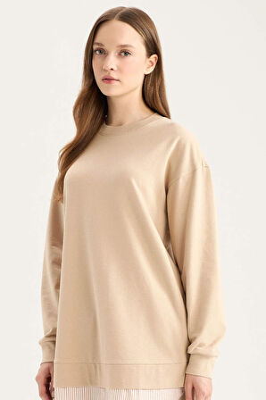 Regular Fit Bisiklet Yaka Basic Düz  Sweatshirt Tunik