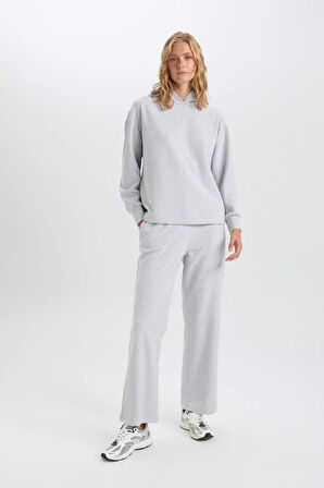 DeFacto Wide Leg Kışlık PantolonGeniş Bol Paça Beli Lastikli Bağcıklı Basic Düz Cepli E1998AX24WNGR210