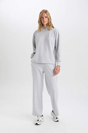 DeFacto Wide Leg Kışlık PantolonGeniş Bol Paça Beli Lastikli Bağcıklı Basic Düz Cepli E1998AX24WNGR210