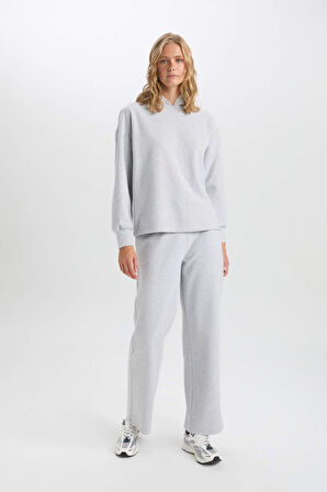 DeFacto Wide Leg Kışlık PantolonGeniş Bol Paça Beli Lastikli Bağcıklı Basic Düz Cepli E1998AX24WNGR210