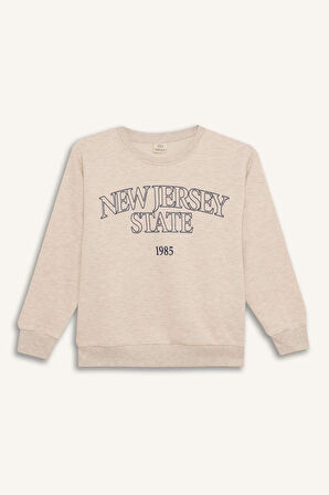 DeFacto Erkek Çocuk Bisiklet Yaka Baskılı Sweatshirt D6210A824CWBG277