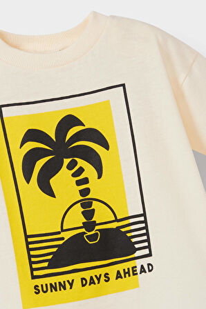 Erkek Bebek Palmiye Desenli 2'li Takım