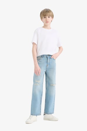 DeFacto %100 Pamuk Wide Leg Geniş Paça Jean Pantolon Erkek Çocuk D6844A825SMNM28