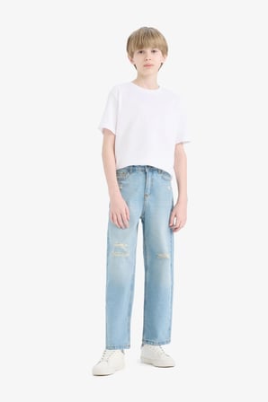 DeFacto %100 Pamuk Wide Leg Geniş Paça Jean Pantolon Erkek Çocuk D6844A825SMNM28