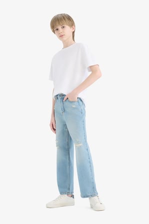 DeFacto %100 Pamuk Wide Leg Geniş Paça Jean Pantolon Erkek Çocuk D6844A825SMNM28