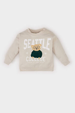 DeFacto Erkek Bebek Bisiklet Yaka Baskılı Sweatshirt E0282A525SPBG186