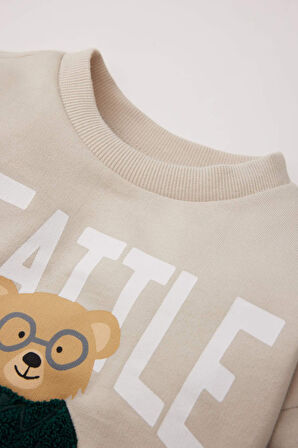 DeFacto Erkek Bebek Bisiklet Yaka Baskılı Sweatshirt E0282A525SPBG186
