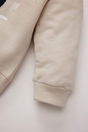 Erkek Bebek Bisiklet Yaka Baskılı Sweatshirt 