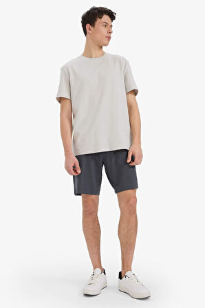 DeFacto Slim Fit Dar Kesim Cepli Pamuklu Basic Düz Bermuda Şort W1105AZ25SPAR58