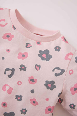 DeFacto Kız Bebek Pijama Takımı Desenli Uzun Kollu Penye Üst Beli Lastikli Alt E0761A525SPPN367