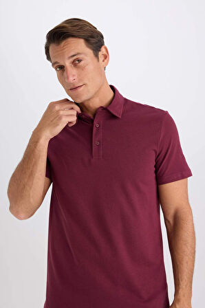 DeFacto Regular Fit Pamuklu Kısa Kollu Basic Düz Polo Tişört E2348AX24AUBR98