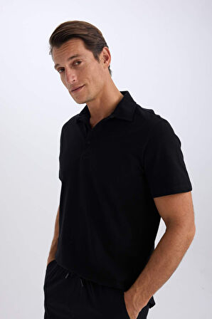 Regular Fit Pamuklu Kısa Kollu Basic Düz Polo Tişört