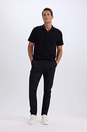 DeFacto Regular Fit Pamuklu Kısa Kollu Basic Düz Polo Tişört E2348AX24AUBK81