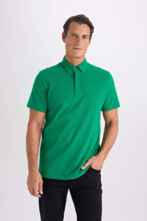 Regular Fit Pamuklu Kısa Kollu Basic Düz Polo Tişört