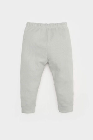Erkek Bebek Pijama Takımı Dinazor Baskılı Waffle Uzun Kollu Üst Beli Lastikli Uzun Alt