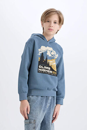 DeFacto Erkek Çocuk Kapüşonlu Baskılı Sweatshirt D6226A824CWIN13