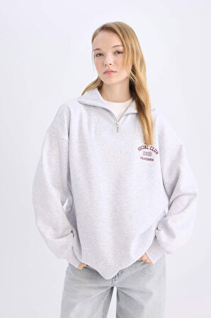 Coool Oversize Fit Geniş Kalıp Basic Düz Sweatshirt