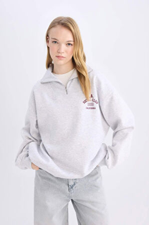 Coool Oversize Fit Geniş Kalıp Basic Düz Sweatshirt