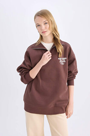 DeFacto Coool Oversize Geniş Kalıp Basic Düz Sweatshirt E2433AX24WNBN505