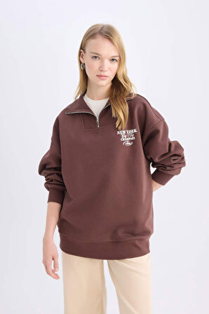 DeFacto Coool Oversize Geniş Kalıp Basic Düz Sweatshirt E2433AX24WNBN505