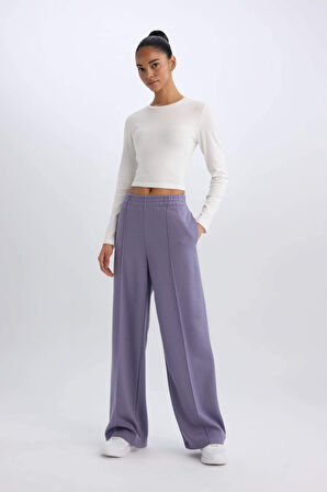 DeFactoFit Wide Leg Geniş Paça Sporcu Eşofman Altı Cepli Standart Boy Skuba Dalgıç Kumaş D8316AX25SPPR505