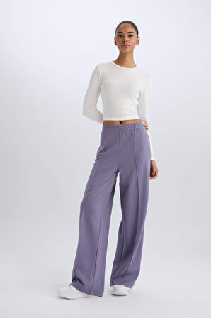 DeFactoFit Wide Leg Geniş Paça Sporcu Eşofman Altı Cepli Standart Boy Skuba Dalgıç Kumaş D8316AX25SPPR505