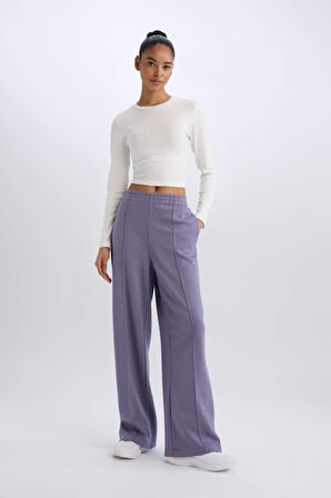 DeFactoFit Wide Leg Geniş Paça Sporcu Eşofman Altı Cepli Standart Boy Skuba Dalgıç Kumaş D8316AX25SPPR505