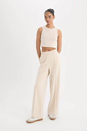 DeFactoFit Wide Leg Geniş Paça Sporcu Eşofman Altı Çift Cepli Standart Paça Standart Boy Skuba Dalgıç Kumaş D8316AX25SPBG700