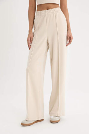 DeFactoFit Wide Leg Geniş Paça Sporcu Eşofman Altı Çift Cepli Standart Paça Standart Boy Skuba Dalgıç Kumaş D8316AX25SPBG700