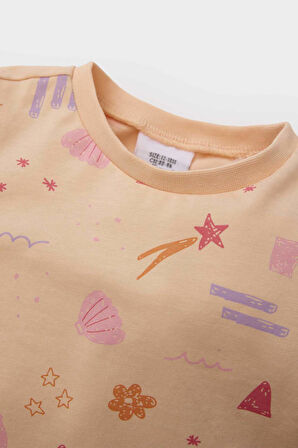 DeFacto Kız Bebek Pijama Takımı Desenli Uzun Kollu Penye Üst Beli Lastikli Uzun Alt E0764A525SPOG577