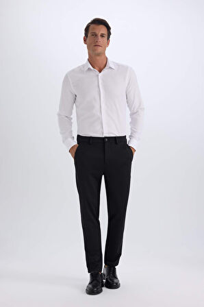 Slim Fit Dar Kesim Polo Yaka Oxford Basic Düz Uzun Kollu Gömlek