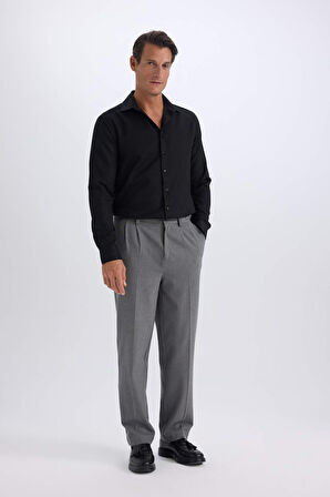 Slim Fit Dar Kesim Polo Yaka Oxford Basic Düz Uzun Kollu Gömlek