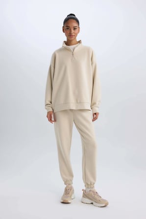 DeFacto Standart Fıt Yarım Fermuarlı Skuba Dalgıç Kumaş Sporcu Sweatshirt D7120AX25SPBG700