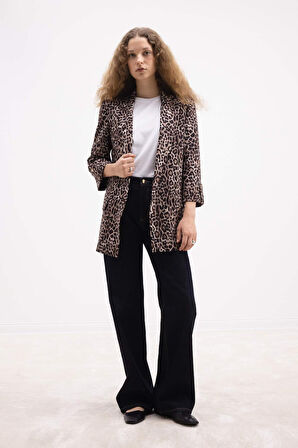 Regular Fit Leopar Desenli Blazer Ceket
