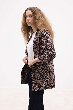 Regular Fit Leopar Desenli Blazer Ceket
