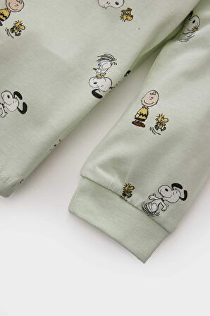 Erkek Bebek Snoopy Uzun Kollu Penye 2'li Pijama Takımı