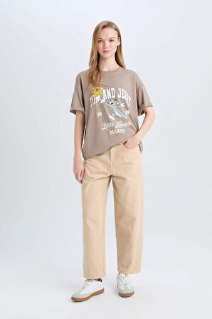 DeFacto Coool Tom & Jerry Oversize Geniş Kalıp Bisiklet Yaka Kısa Kollu Tişört D9113AX25SMBN565